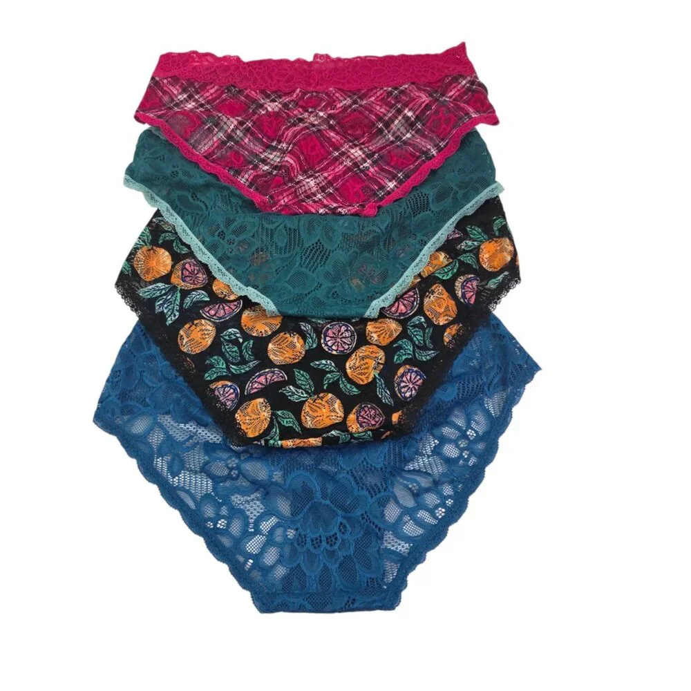 No Boundaries NOBO Lace Hipster 4-Pack Multi-Color Panties – Size M (7-9) NWT